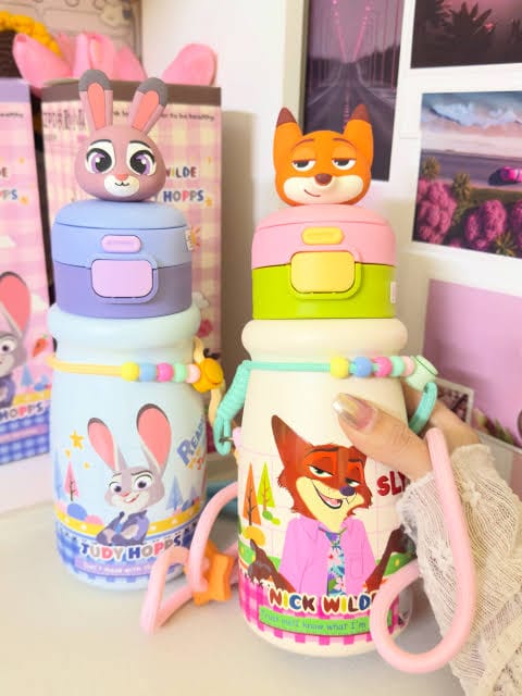 Zootopia Character Bottles-530ml premium steel bottle ( Dual Cap)