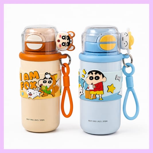 Shinchan -620 ml premium steel bottle ( Dual Cap)