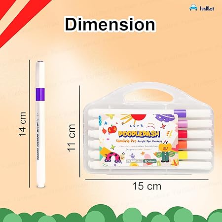 Doodle Dash Acrylic pen markers - 12 pieces in one pack