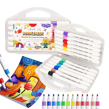 Doodle Dash Acrylic pen markers - 12 pieces in one pack