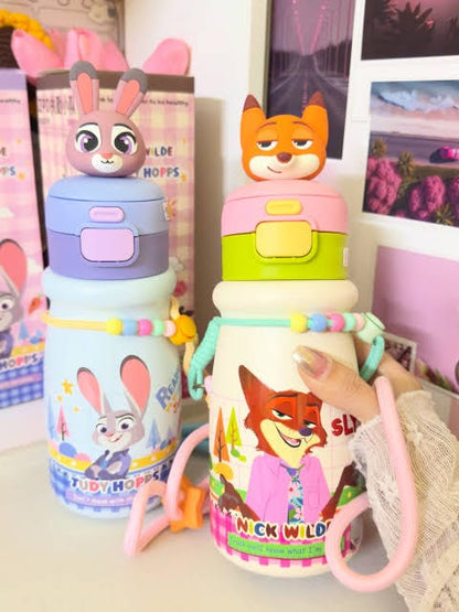 Zootopia Character Bottles-530ml premium steel bottle ( Dual Cap)