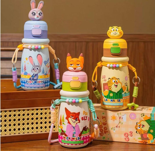 Zootopia Character Bottles-530ml premium steel bottle ( Dual Cap)
