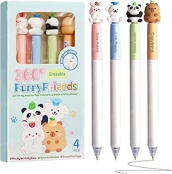 Fury Friend Erasable Pens — Pack of 4