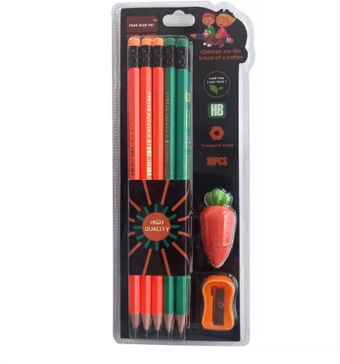 Stationary Set with Eraser and Sharpener — Carrot